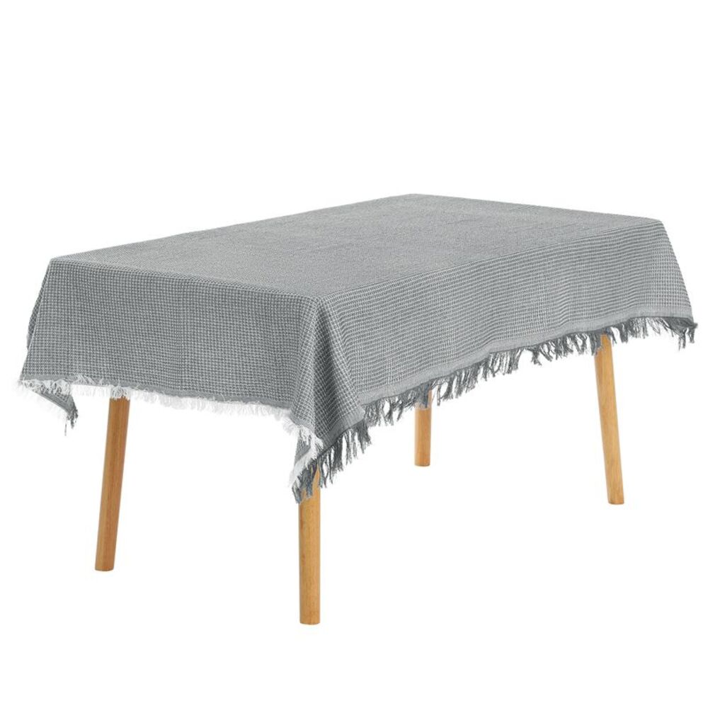 1 Pack Square Cotton Linen Table Cover for Restaurant 71x71inch Light Grey